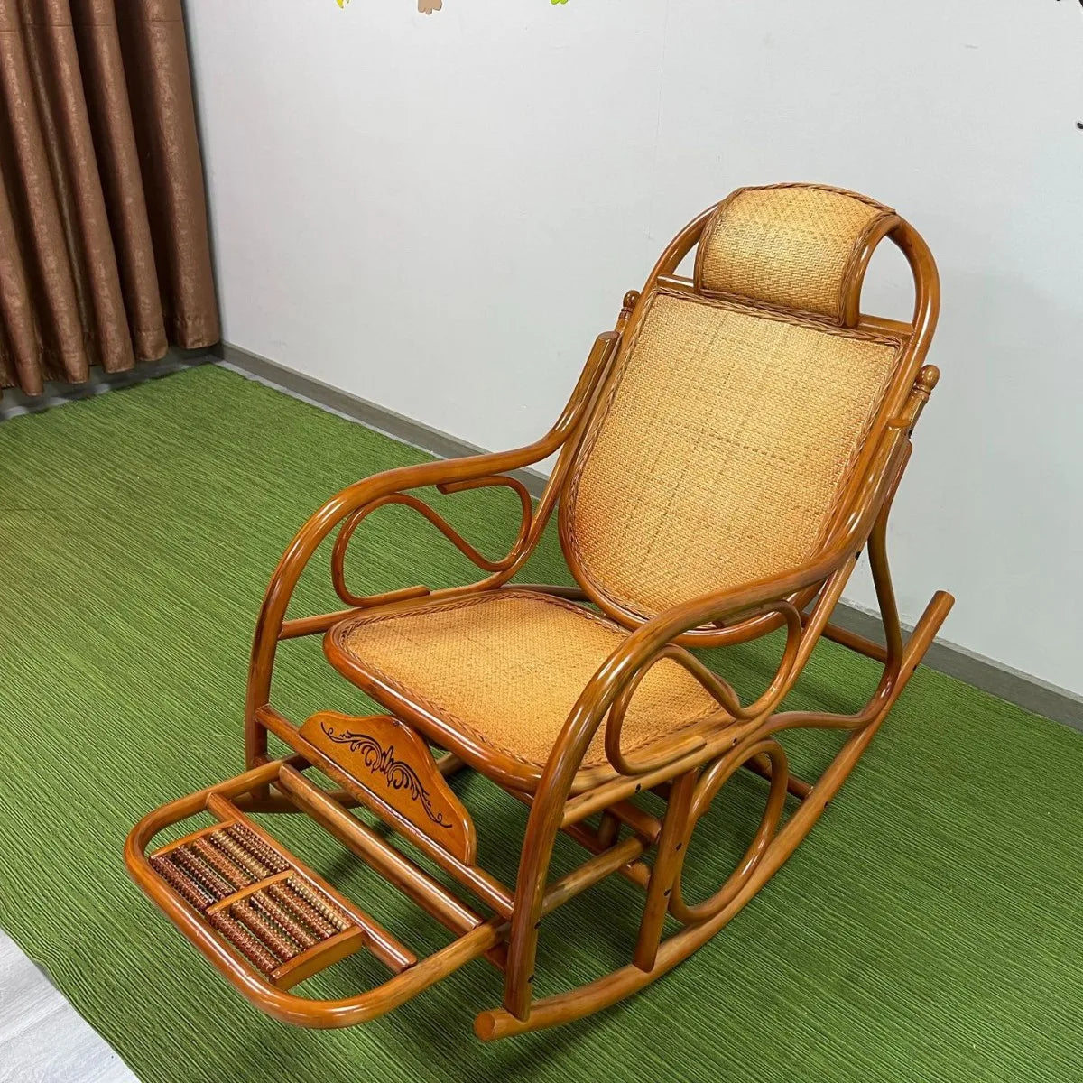 Natural rattan rocking chair sofa recliner lazy adult elderly chair living room