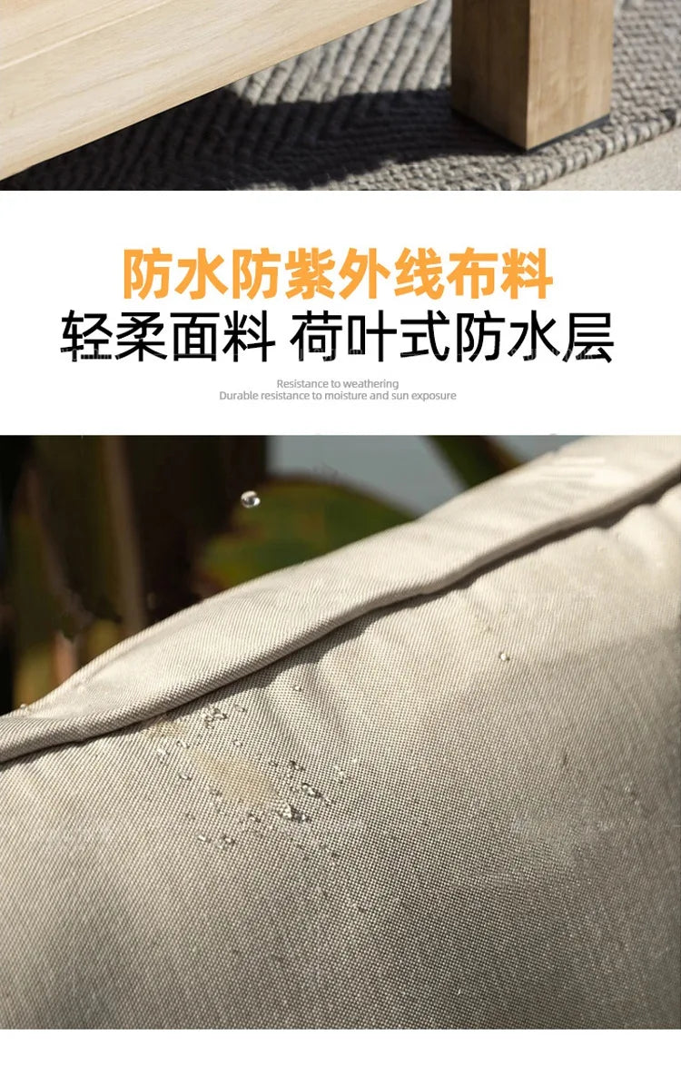 Outdoor teak creative sofa hotel outdoor sofa beach courtyard villa furniture anti-corrosion solid wood coffee table combination