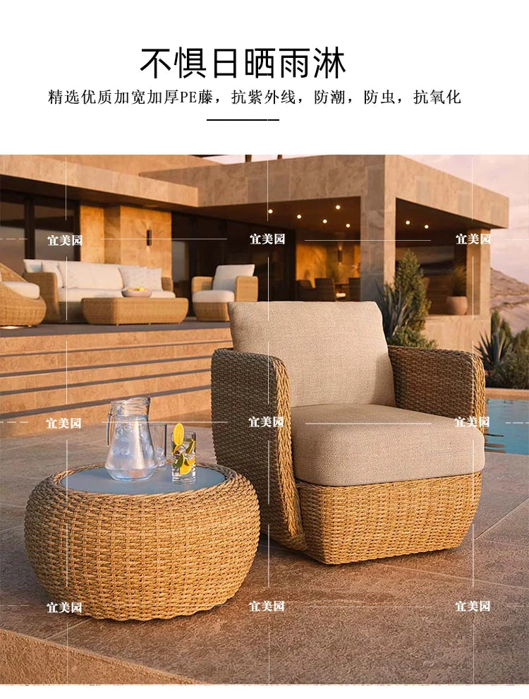 Outdoor rattan sofa courtyard hotel garden sales department designer outdoor leisure outdoor furniture combination