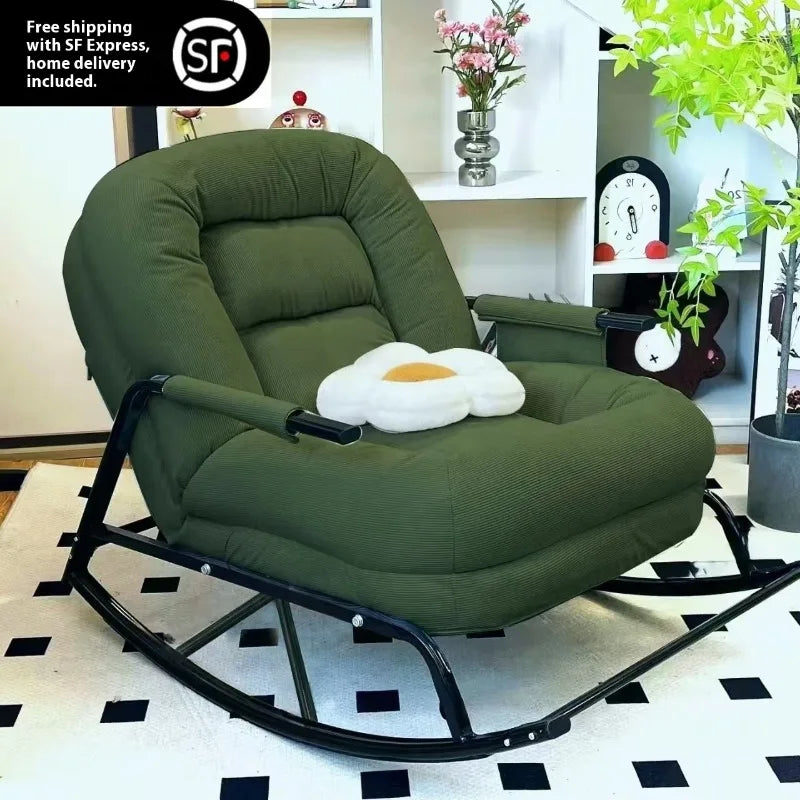 Lazy Rocking Chair Recliner Sofa Single Seat Comfortable Lounger Balcony Living Room Bedroom Home Leisure Seat