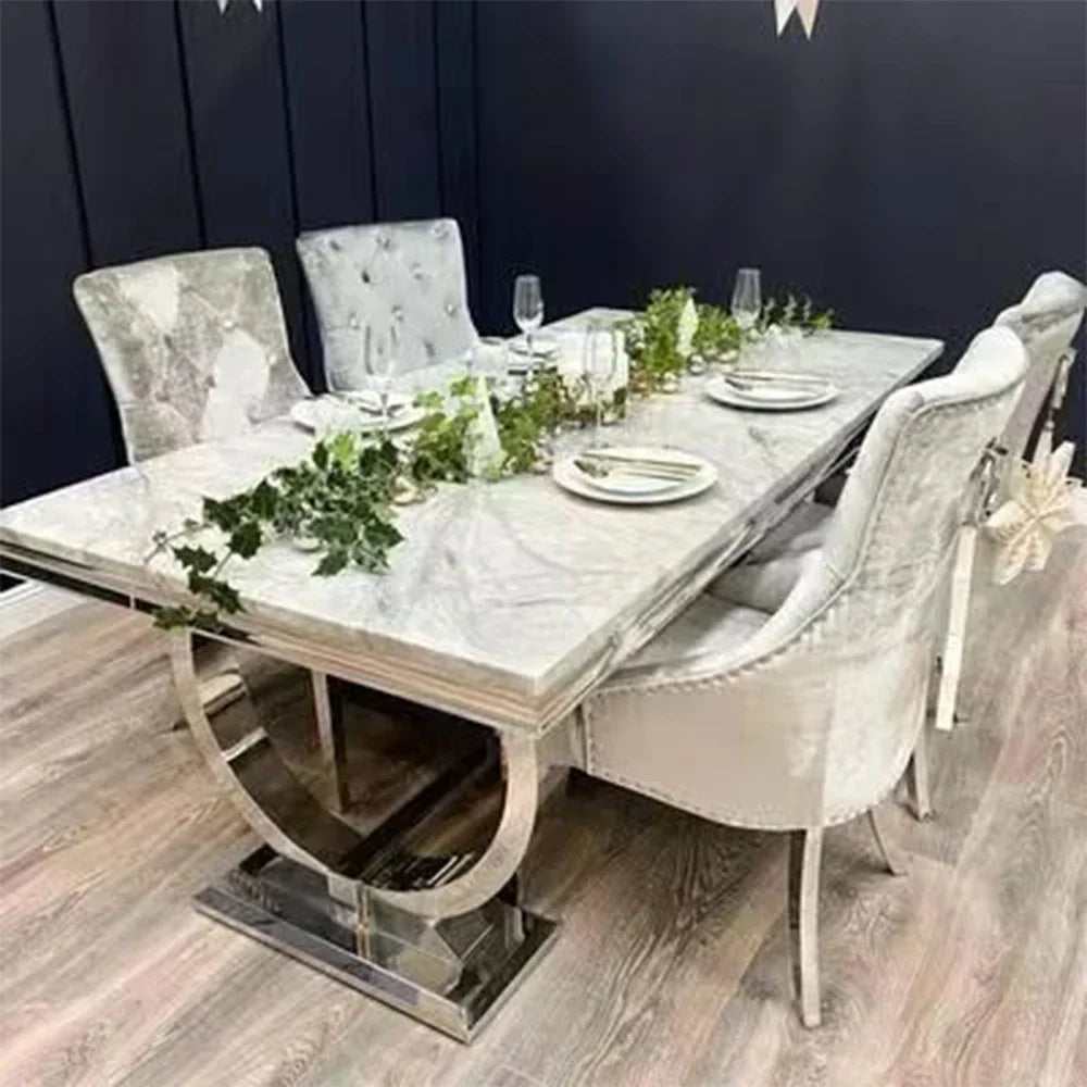 # Dining Room Furniture Restaurant Tables Dining Table Silver Dining Set With 4 Chairs #