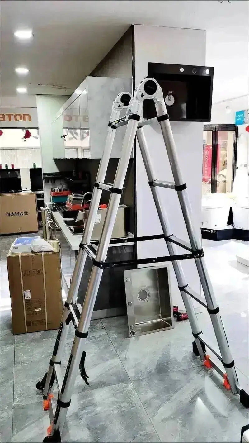 Engineering Multifunctional Aluminum Ladder Step Alloy Stools Home Folding Telescopic Ladder Portable Thick Herringbone Stairs
