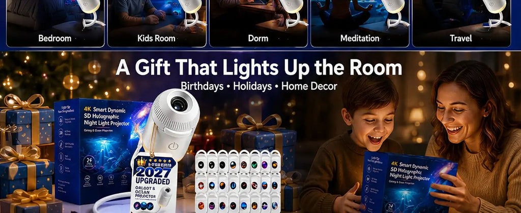 2027 Upgraded Hd Smart Dynamic 5d Holographic Night Light Projector, Plug and Play Hd Star Projector, 360° Adjustable Hd Galaxy