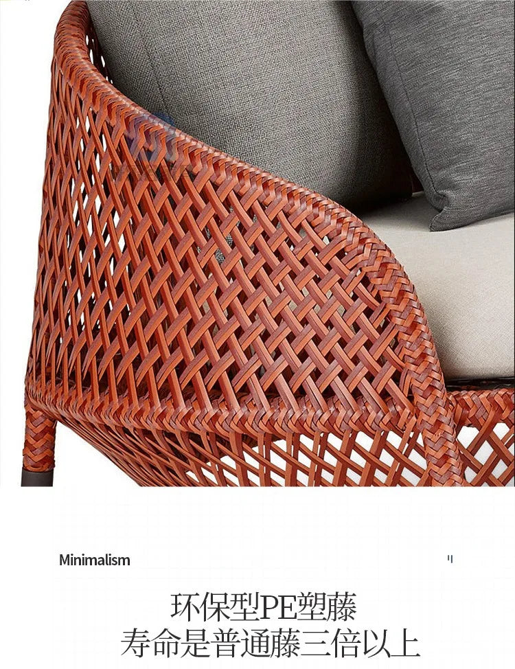 Outdoor courtyard sofa hotel B & B open-air balcony rattan chair furniture leisure rattan single sofa coffee table combination