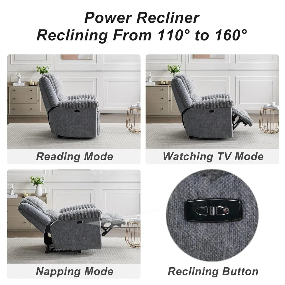 Oversized Power Recliner Zero Gravity with USB Port for Big Man Faux Fur Electric Extra Large Reclining Chairs for, Customized