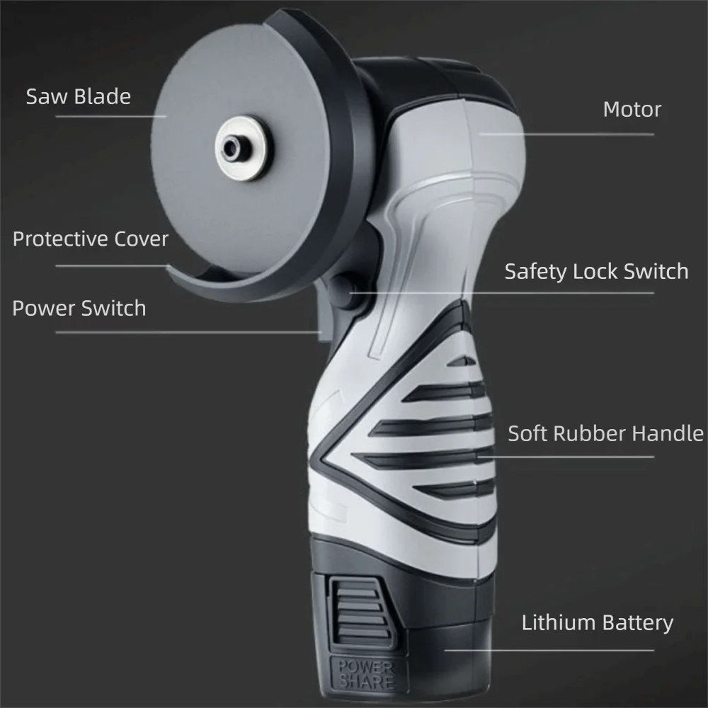 Cordless Design Electric Angle Grinder Protective Guard Compact Cordless Angle Grinder Tool One-touch Control Switch