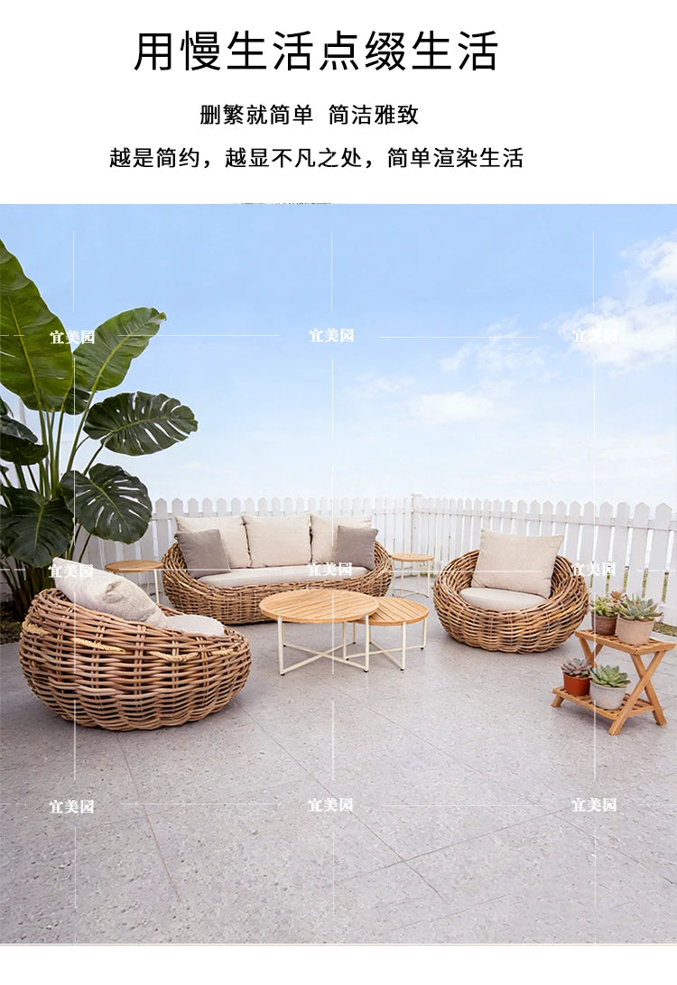 Outdoor Wicker Sofa Set for Courtyard Garden Model Home Outdoor Open-Air Waterproof Sunproof Leisure Furniture Set