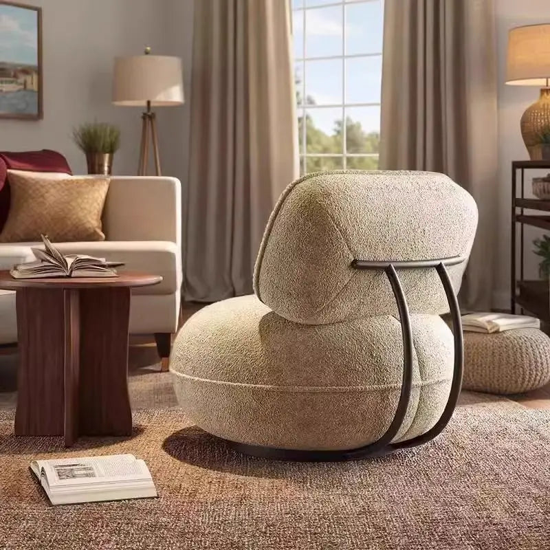Nordic simple style fabric single sofa balcony, bedroom sales office designer spherical lazy sofa chair