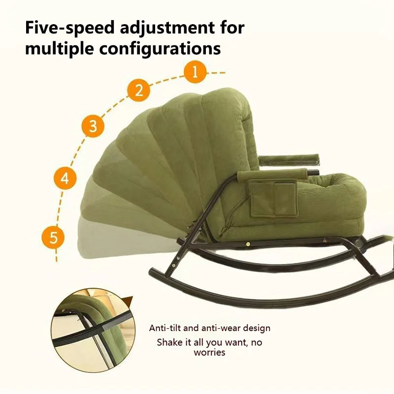 Modern Rocking Chair with Footrest Soft Lounge Chairs for Living Room Bedroom Adjustable Comfort Home Office Relaxing Armchair
