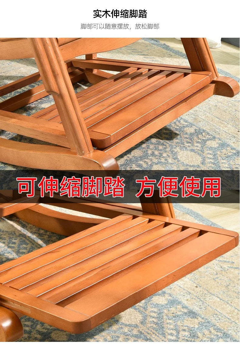 Rattan rocking chair Adult leisure recliner Natural rattan Xiao real rattan free chair Elderly solid wood new Chinese rocking ch