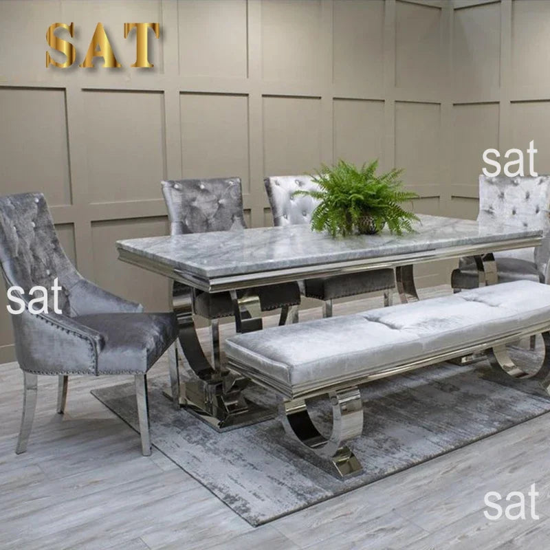 # Dining Room Furniture Restaurant Tables Dining Table Silver Dining Set With 4 Chairs #