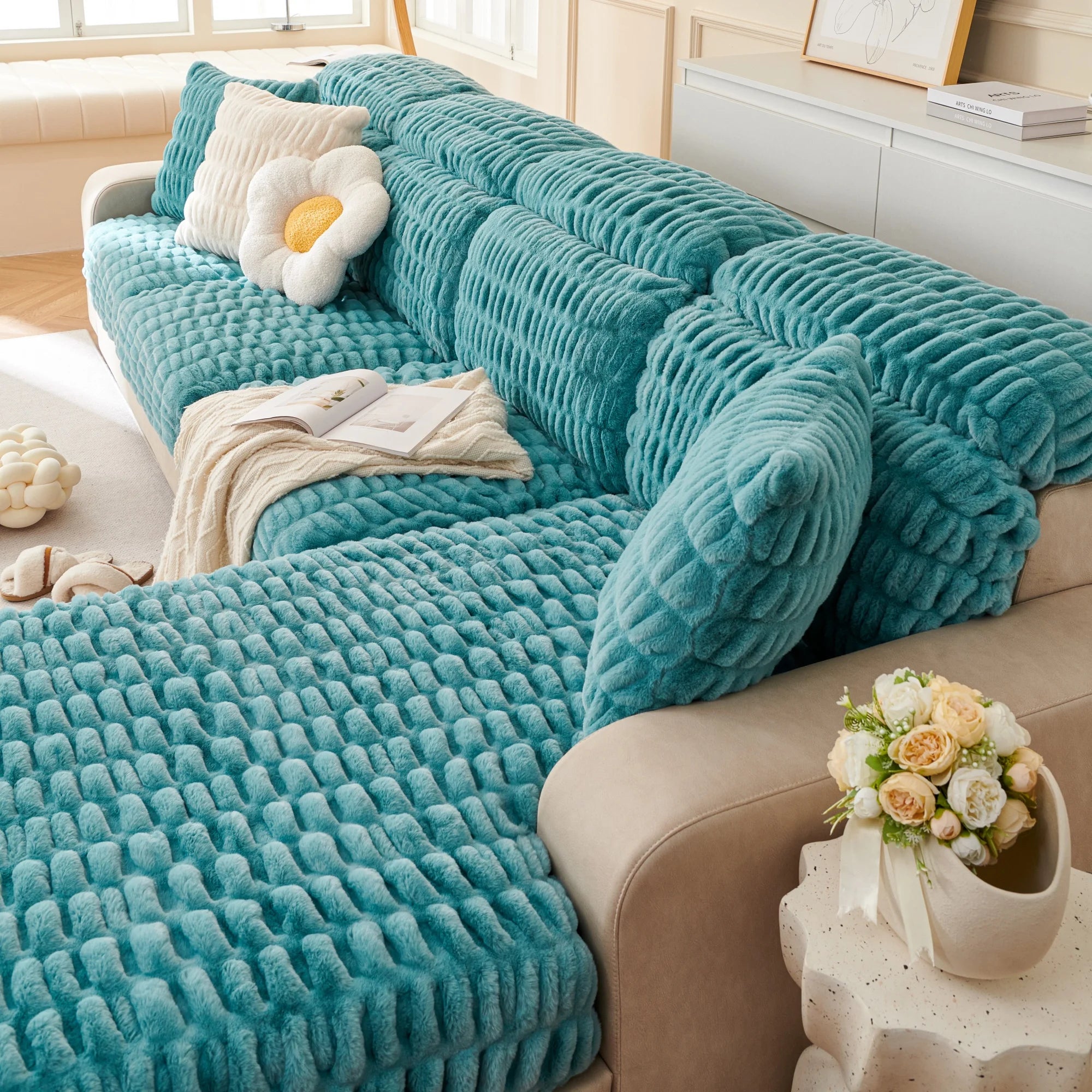 Couch Cushion Covers Individual Large Stretch Imitation Fur Sofa Cushion Covers, Couch Seat Covers Couch Slipcovers