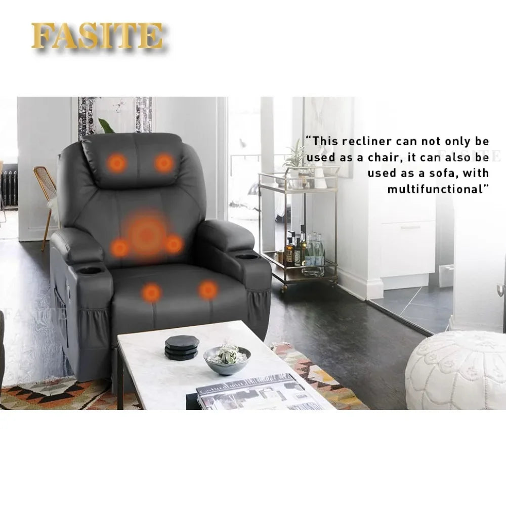 2023 New Swivel Rocker Recliner with Massage and Heating Functions, Sofa Chair with Remote Control and Two Cup Holders