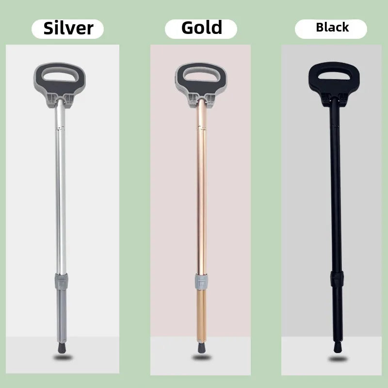 Aluminum Alloy Elderly Cane  Scratch-Resistant Multi-Function Hiking Stick  Foldable Walking Seat Adjustable Trekking Pole