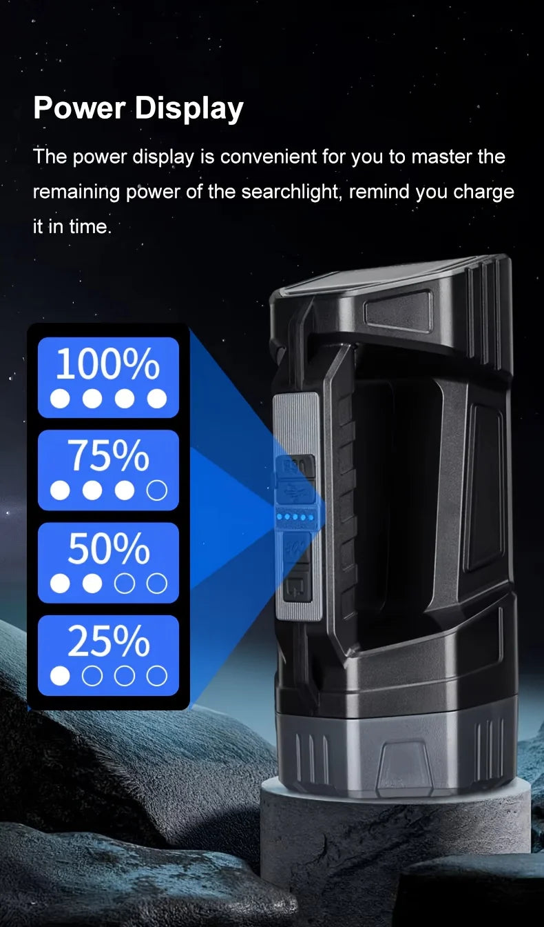 Portable Handheld Solar-Powered Flashlight Strong Light Rechargeable Ultra-Long Battery Life Super Bright Suitable Home Outdoor
