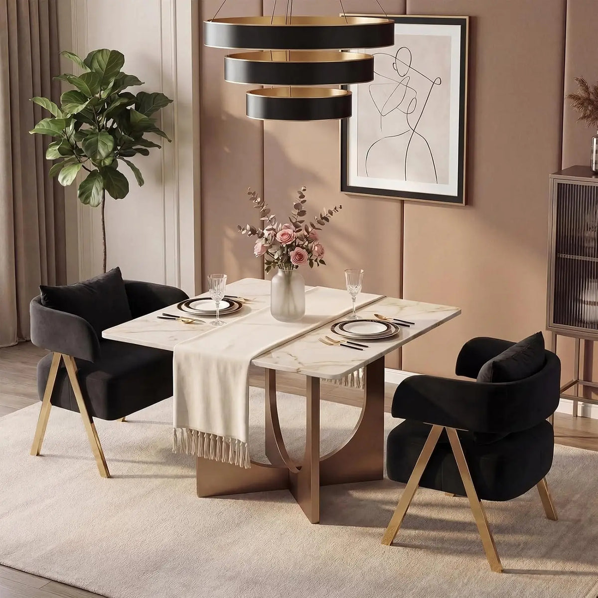 Black Velvet Barrel Chair Set 2, Wide Seat Gold Legs Accent Armchair Living Room Bedroom Small Space, Customized