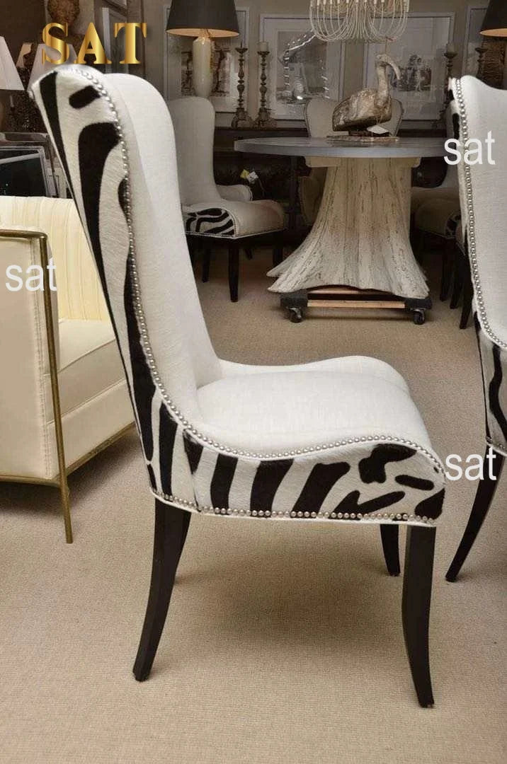High Quality French Vintage Furniture Living Room zebra Genuine Leather Sofa Couch love Seat