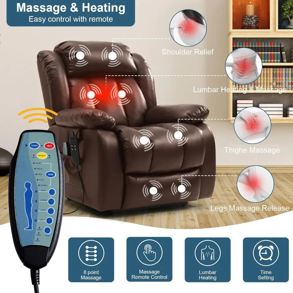 Dual Motor Power Lift Recliner Chair for Elderly, Infinite Position Lay Flat Lift Chair with Massage and Heat, USB Ports,
