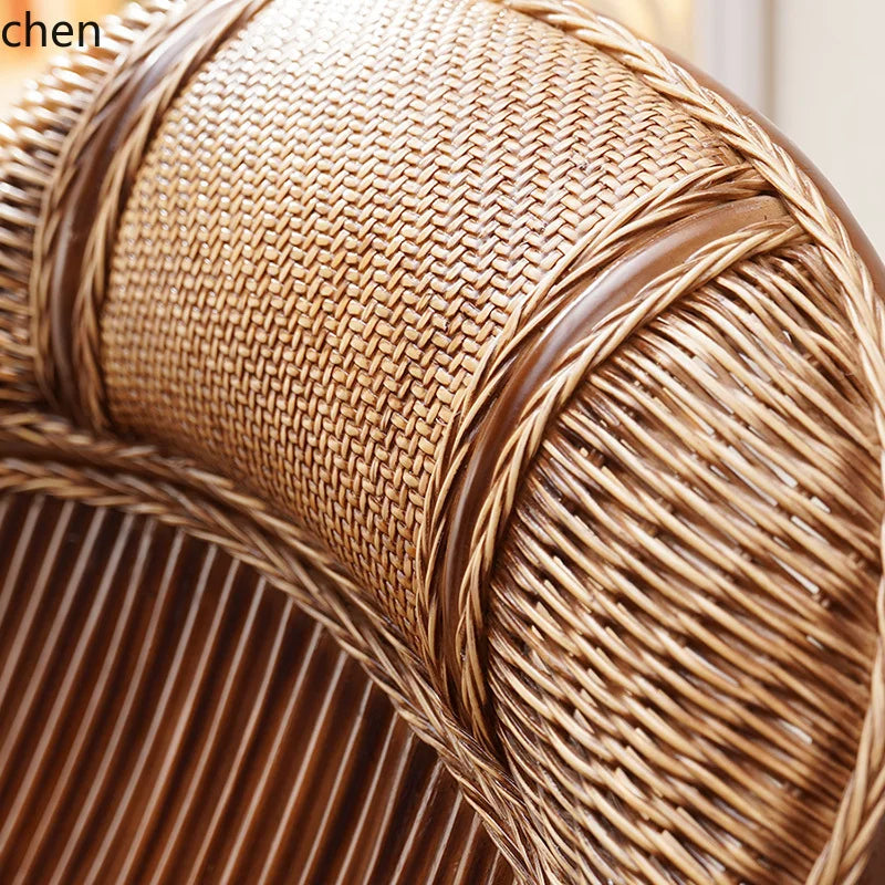 natural true rattan rocking chair recliner sofa single balcony home leisure retro cushion living room