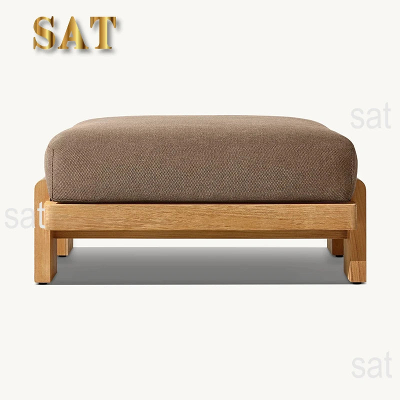 *Modern Luxury European Design Garden Leisure Furniture Teak Wood Footstool Outdoor Resistant Teak With CushionCushion