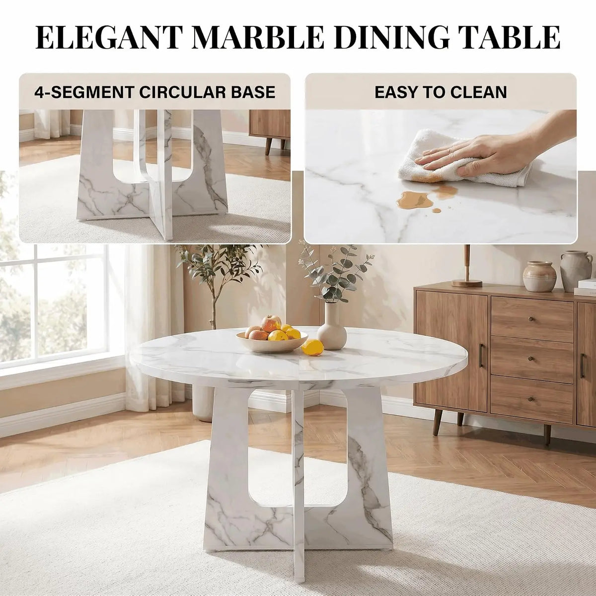 47.2" Round Dining Table Set for 4, Mid-Century Modern Kitchen Table with 4 Upholstered Velvet Chairs, Farmhouse, Customized