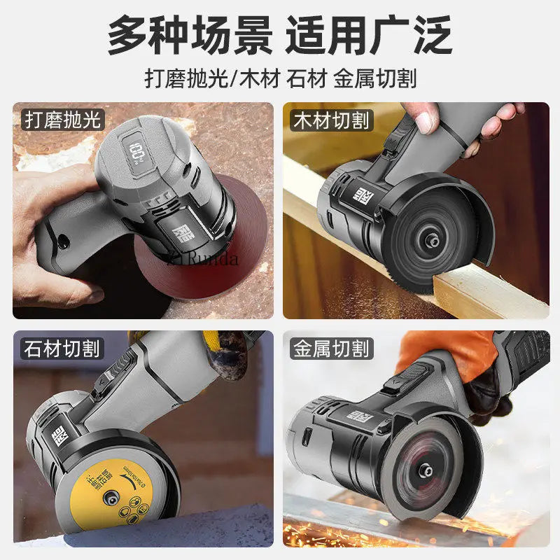 Mini angle grinder, genuine polishing machine, hand grinder, lithium electric cutting machine, household handheld small