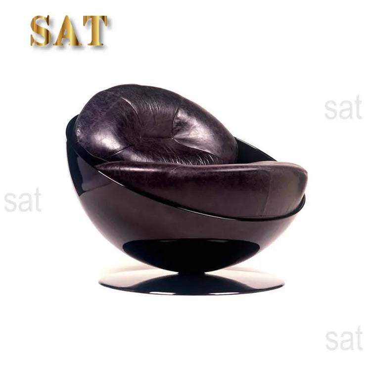 #Italian Luxury Faux Leather Swivel Accent Arm Chair Living Room Fiberglass Round Ball Shaped Lazy Lounge Chair for Hotel Villa