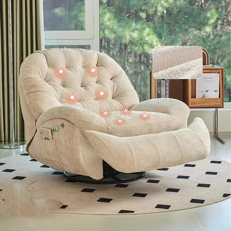 Modern Fabric Living Room Sofas Designer Living Room Furniture Leisure Lazy Sofa Bed Rocking Chair Nordic Home Rotating Recliner