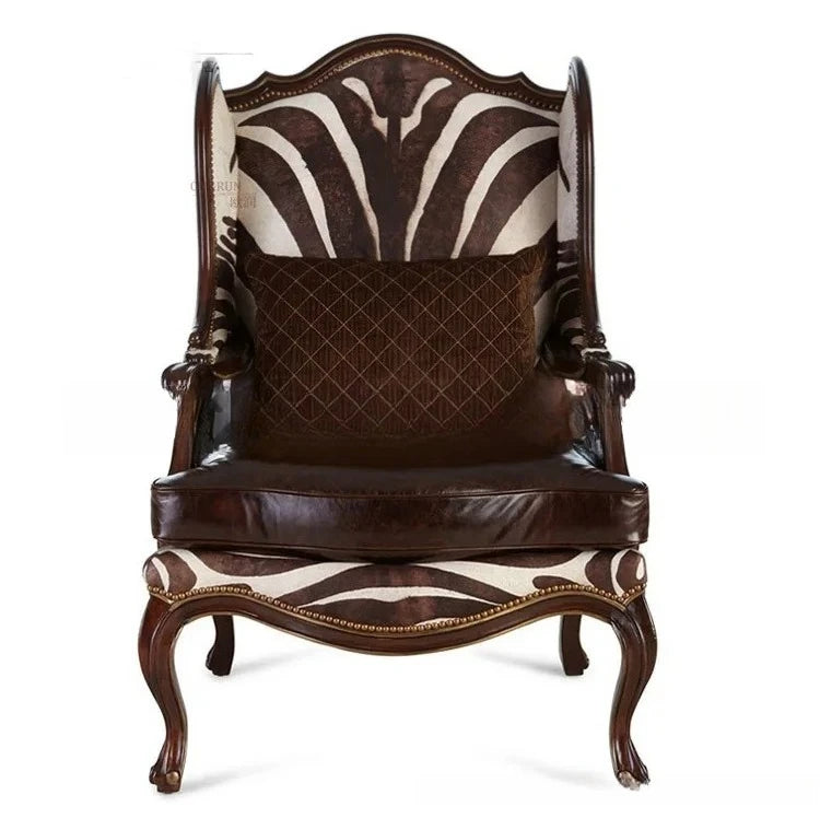 American solid wood tiger chair custom furniture simple modern living room leather soft bag single sofa leisure chair