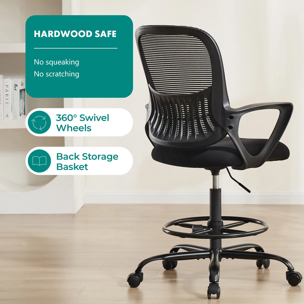 JHK Ergonomic Mid-Back Mesh Backrest Office Desk Chair Computer Lumbar Support Rolling Swivel Gaming Chairs With Wheels For Home