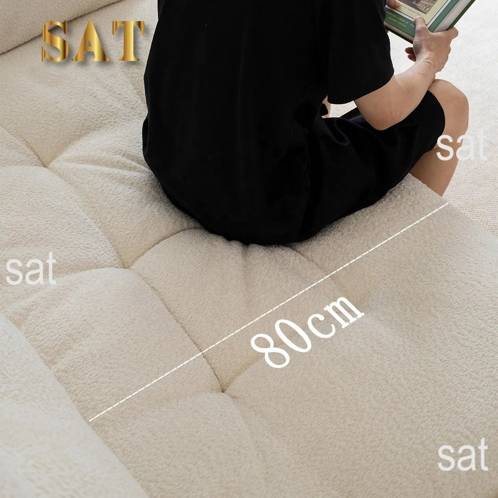 # Nordic Modern Cream White Sherpa 3-seater Living Room Set Sofa Modular Deep Throne Villa Apartment Hotel Designer Sofa