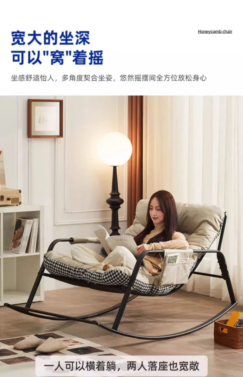 Double Rocking Chair Comfortable Recliner Adult Balcony Home Leisure Living Room Internet Celebrity Lazy Adult Nap Sofa Chair