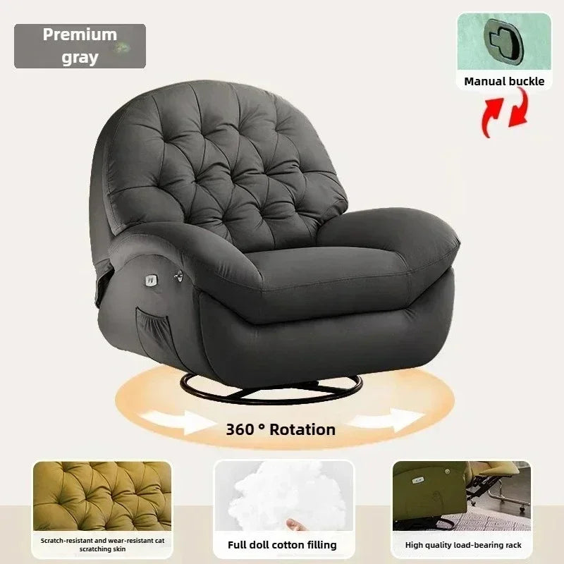Modern Fabric Living Room Sofas Designer Living Room Furniture Leisure Lazy Sofa Bed Rocking Chair Nordic Home Rotating Recliner