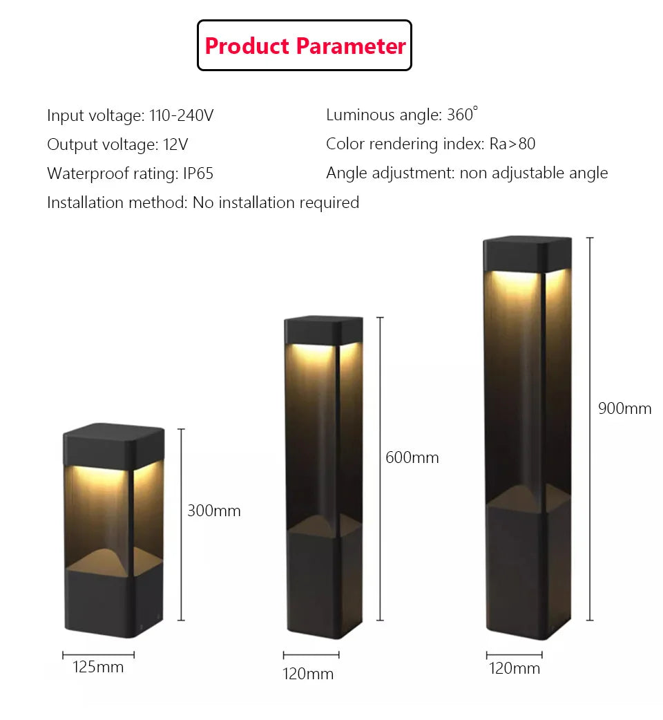 LED Lawn Lights Modern Waterproof Outdoor Garden Lamp Stainless steel Landscape Lighting for Yard Pathway Patio Villa Park Decor