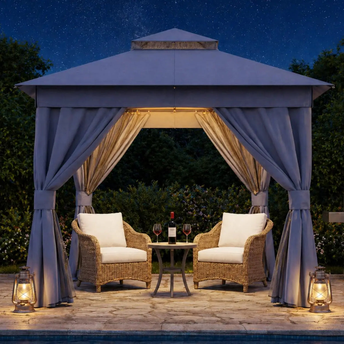 Outdoor Gazebo 8'x8' Heavy Duty Tent with Double Roofs, Mosquito Nettings Privacy Screens for Backyard Garden Deck, Customized