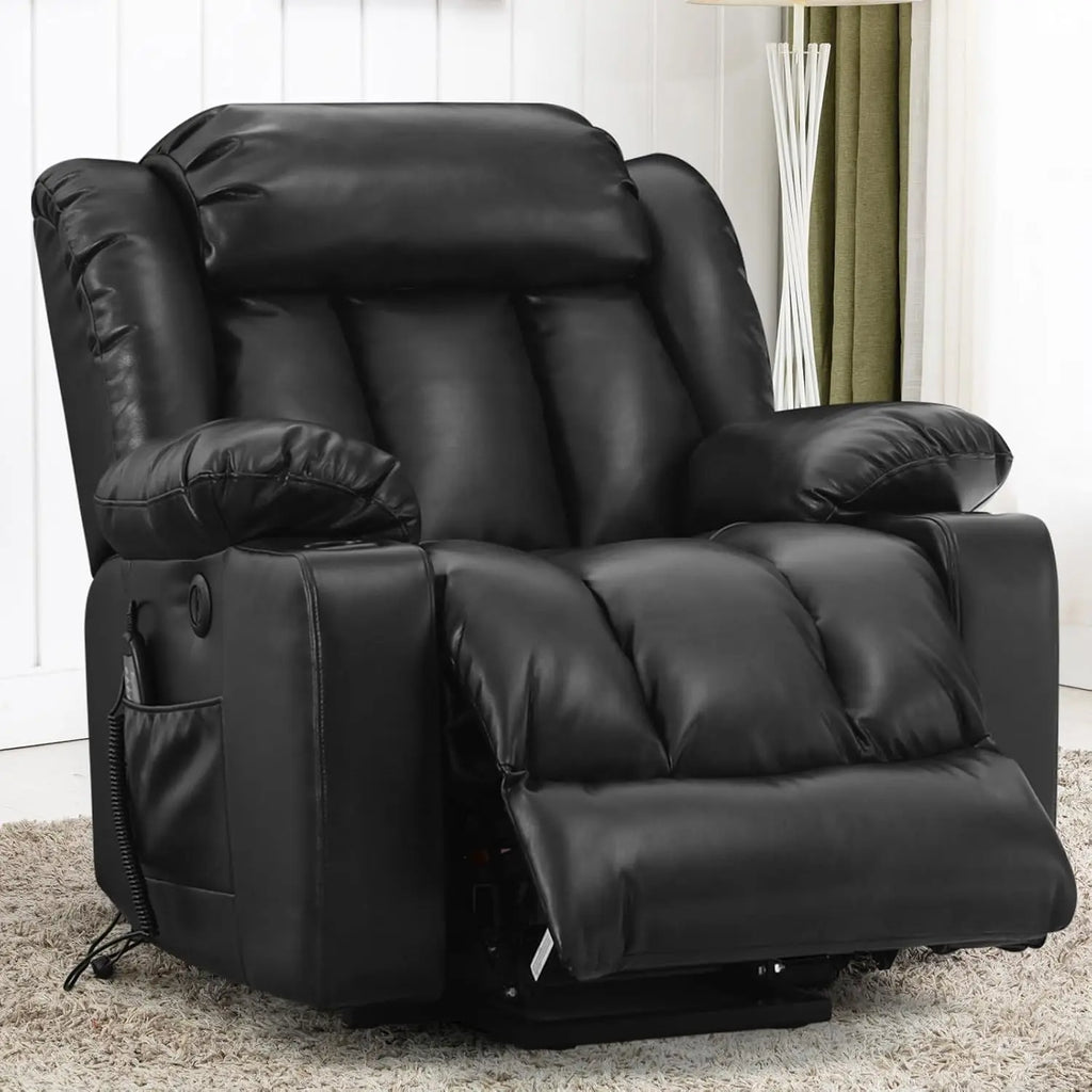 PARKOL Power Lift Recliner Chair for Elderly & Seniors, Breathable Leather Electric Recliner with Vibration Massage & Lumbar