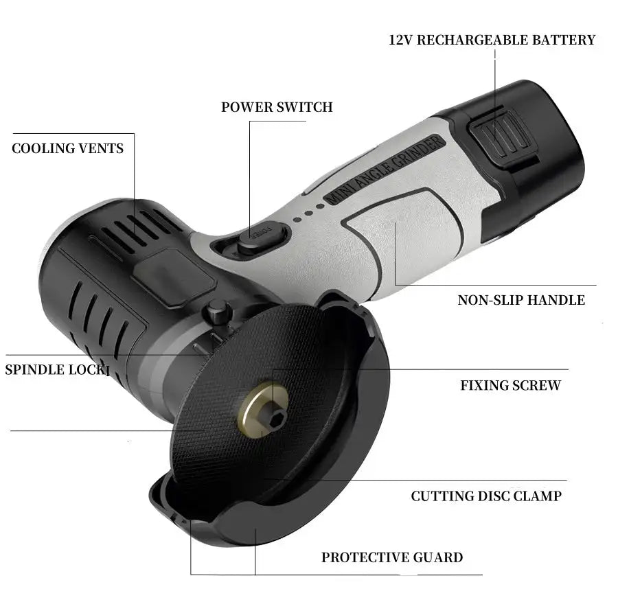 Polishing grinder brush motor 12V micro angle grinder with cutting disc 15000RPM cordless electric angle grinder 400W