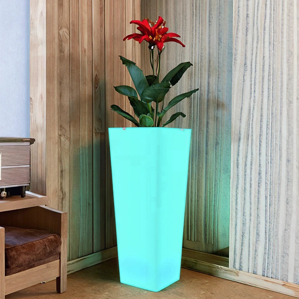 LED Glowing Rechargeable Flower Pot Outdoor LED Luminous Planter Pots with Floor LED Lighting for Garden Decor Planting
