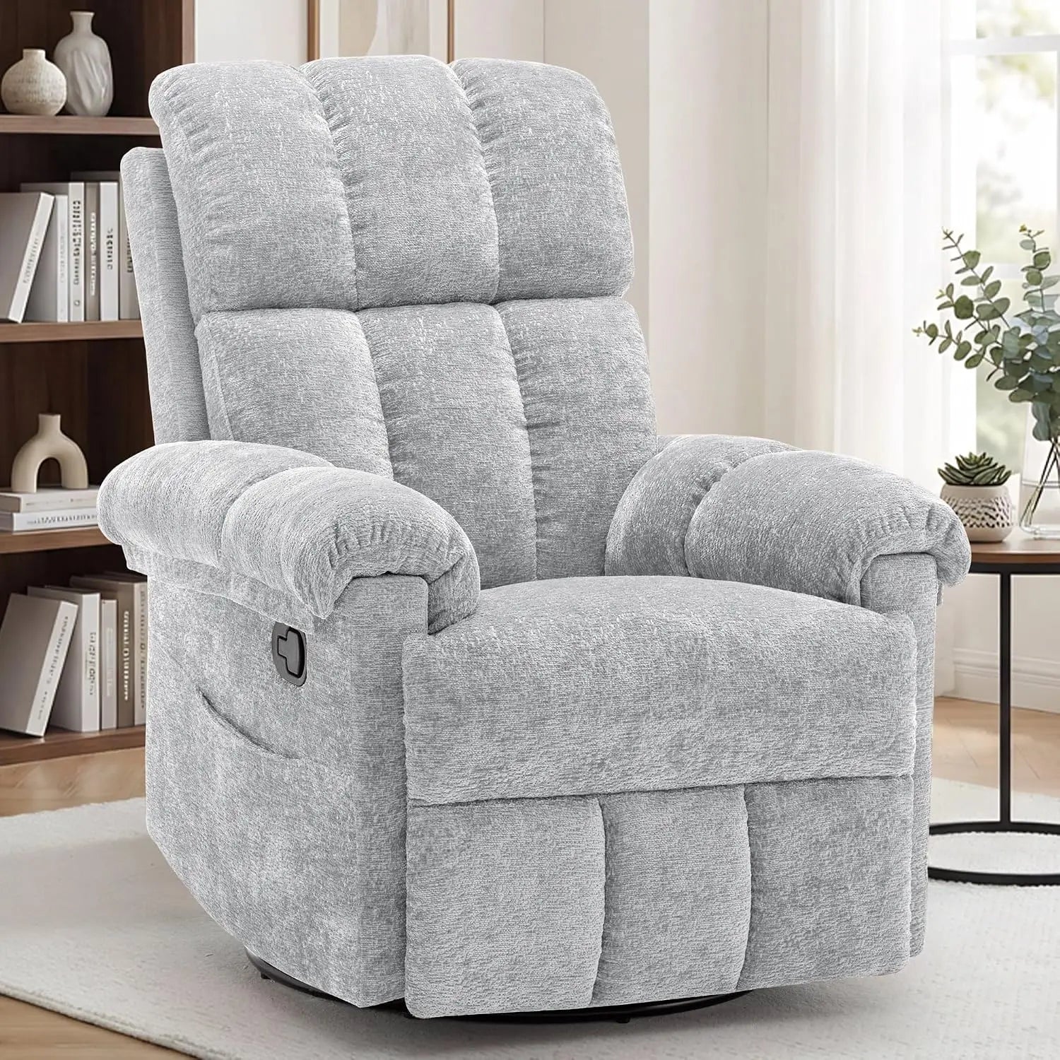 Manual Upholstered Swivel Rocker Recliner,Compact Small Space Reclining Chair For Adults, Custom