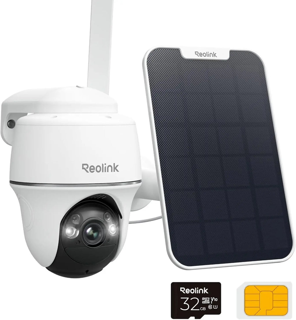 4G LTE Wireless Outdoor Security Camera with Solar Power, 2K+ Resolution, 360° Pan-Tilt, Color Night Vision, Smart AI Detection, Includes SIM Card & 32GB SD Card, No WiFi Required, Continuous Solar Charging