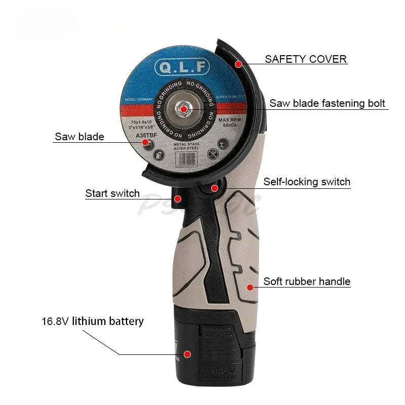 Household Mini Angle Grinder Polishing Machine 16.8V Lithium Battery Small Cutting Machine Handheld