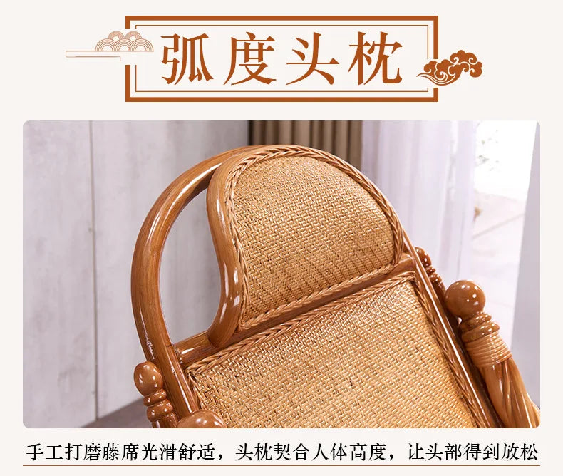 Rattan classical Chinese furniture, bamboo and rattan coffee table, casual  rocking chair