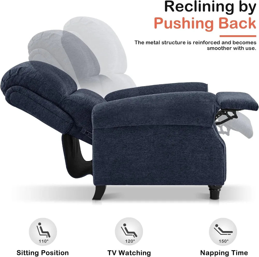 Oversized Push Back Recliner Chair 3-Position Manual Recliner for Living Room