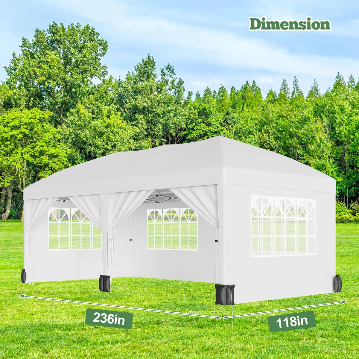 10x20 Pop Up Canopy Tent With 6 Sidewalls, Heavy Duty Party Gazebo With Windows, Zipper Doors, Sandbags And Carry Bag For Events