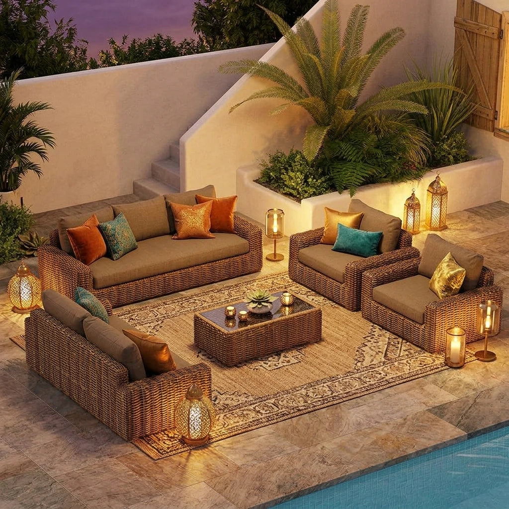 Modern Outdoor Wicker Sofa Set PE Rattan Aluminum Garden Furniture Patio Terrace Balcony Courtyard Villa Apartment Leisure