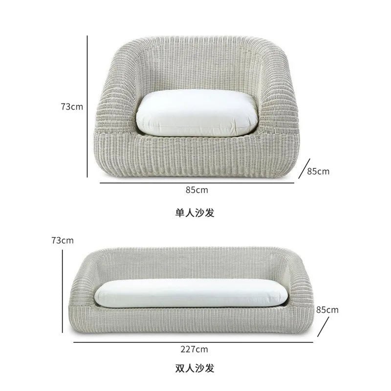 Outdoor Furniture Hotel B & B Resort Villa Garden Rattan Sofa Modern Simple Single Sofa Coffee Table