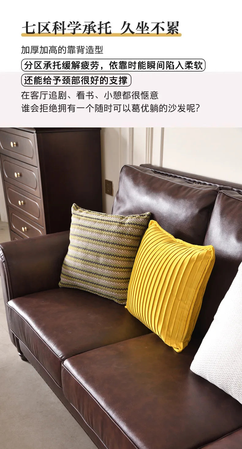 4-10 brown retro-style living room sofa - available in single, double, three, and four-seater configurations - top grain leather
