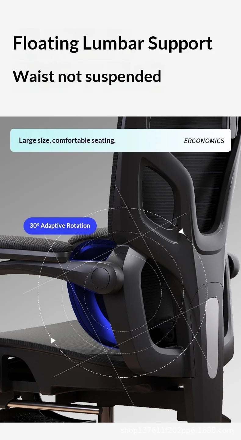 Ergonomic Mesh Office Chair Recliner Adjustable Lumbar Headrest Swivel Wheels Comfort Sitting Home Office Gaming Chair Silla
