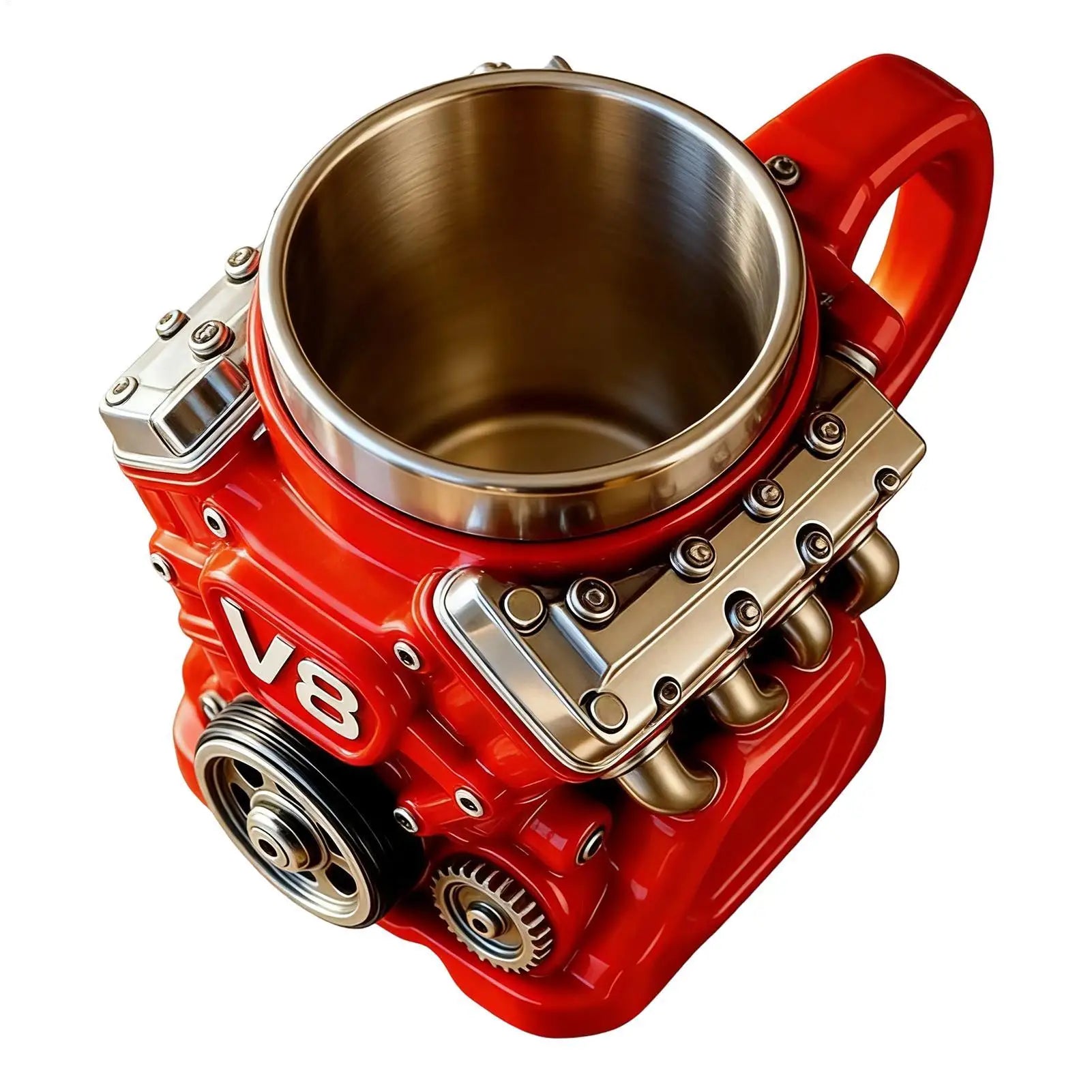 Engine Coffee Mug V8 Engines Stainless Steel Cup Double Wall Insulation Car Mug With Handle Portable Coffee Travel Mug