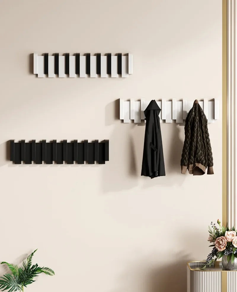Wall Coat Rack Simple Piano Key Design Solid Wood Coat Stand Living Room Wall Hanging Clothes Hat Hook Storage Clothes Racks